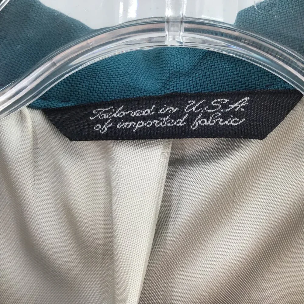 Vintage 46L Men's Teal Blue Blazer Jacket Vented Single Breasted Fully Lined - Picture 5 of 13